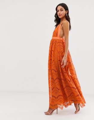 orange maxi dress asos