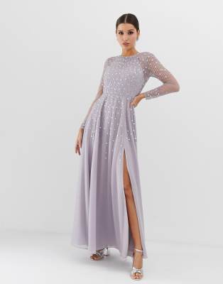 asos design delicate embellished angel sleeve maxi dress