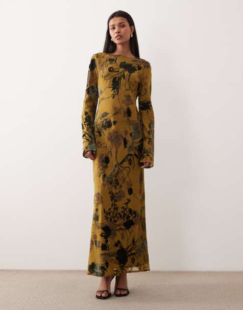 ASOS DESIGN maxi dress in green devore print - view 1