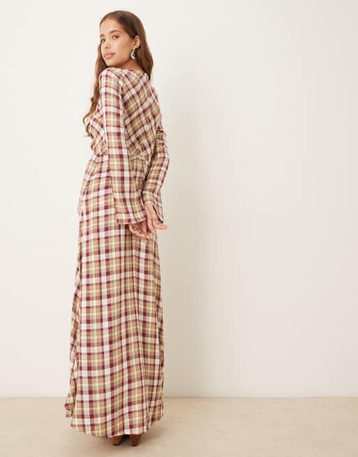 ASOS DESIGN maxi dress in multi check, 3 of 4