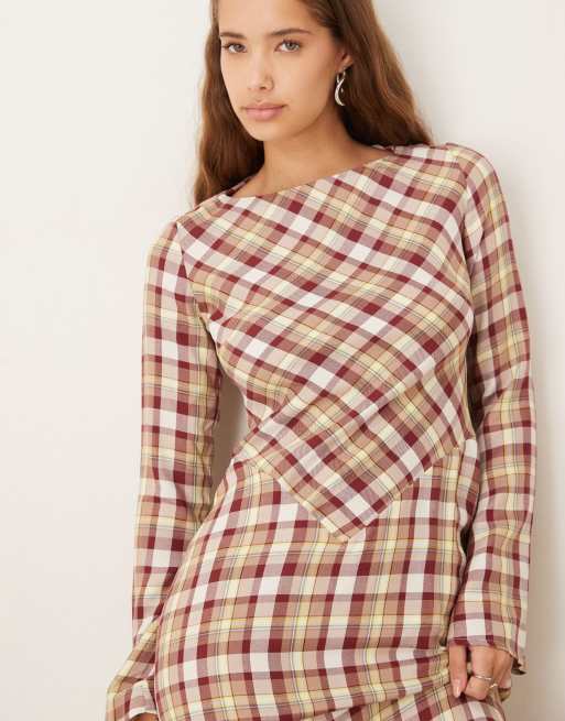 ASOS DESIGN maxi dress in multi plaid, 2 of 4