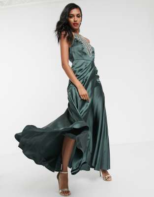 satin embellished dress