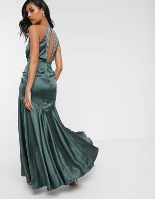 satin embellished dress