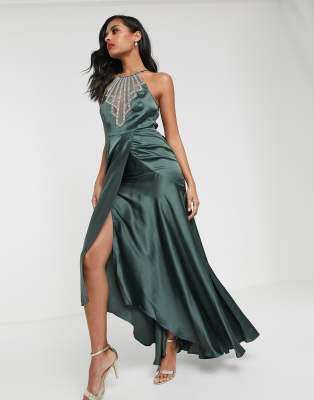 satin embellished dress