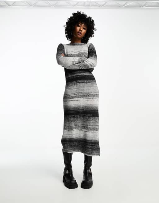 ASOS DESIGN maxi dress in space dye yarn in gray