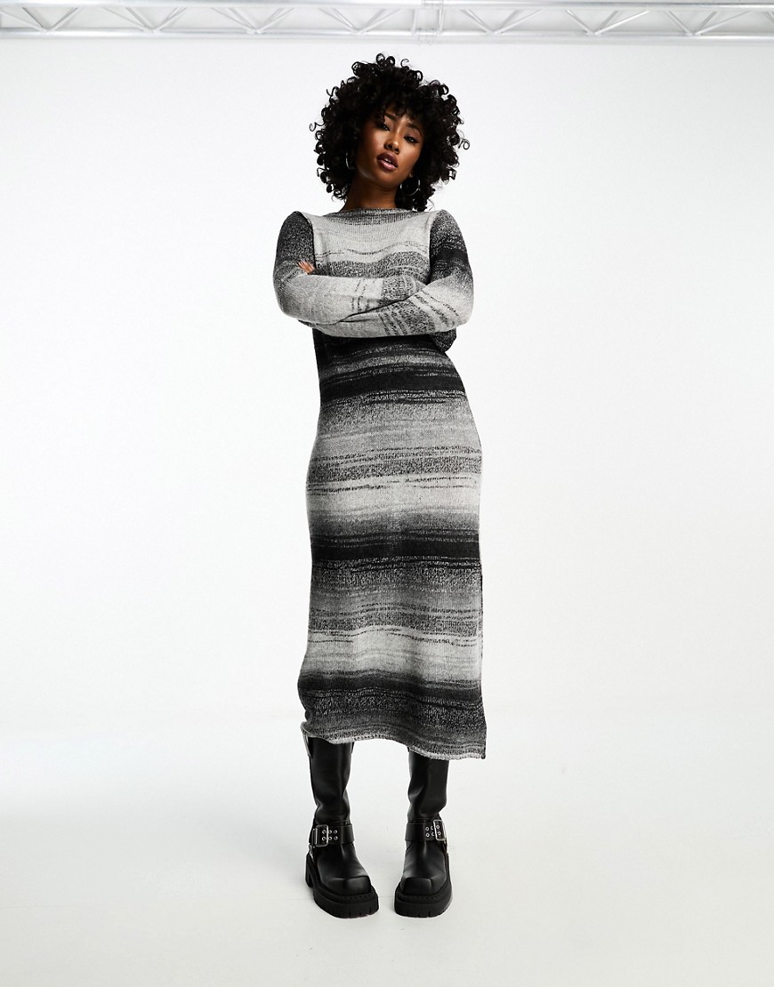 ASOS DESIGN maxi dress in space dye yarn in grey