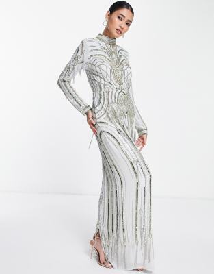 asos silver gown