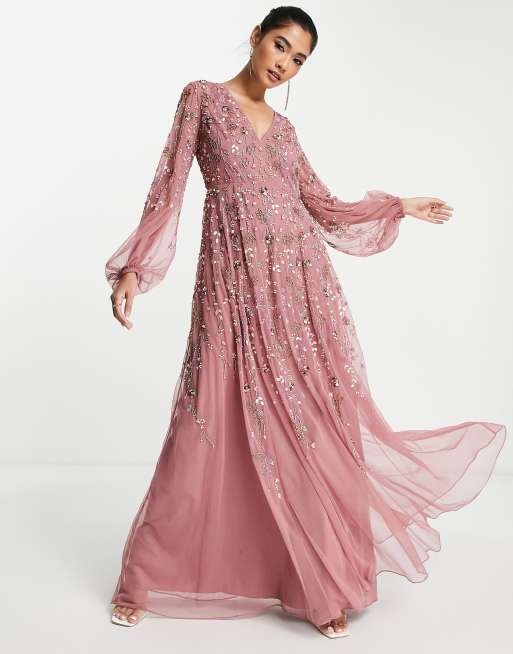 Blouson sleeve 2024 maxi dress