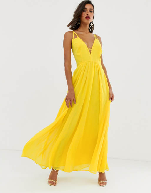 Asos yellow clearance long dress