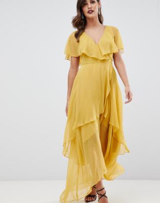 asos design maxi dress with cape back and dipped hem in light floral print