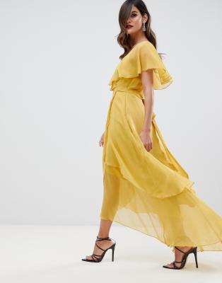 asos design maxi dress with cape back and dipped hem