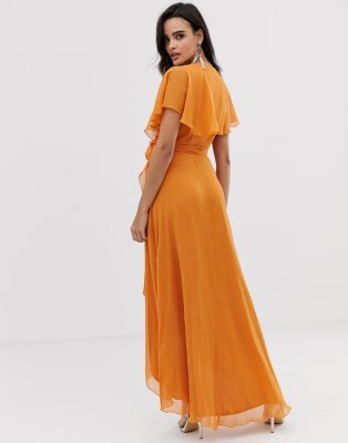 asos design maxi dress with cape back and dipped hem