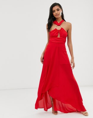 ASOS DESIGN maxi dress with circle trim detail-Red