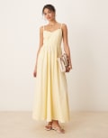 [ASOS DESIGN] ASOS DESIGN maxi dress with corset bodice and sculpted bust in lemon-Yellow 14 Lemon