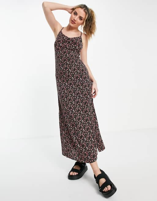 Asos black floral outlet maxi dress