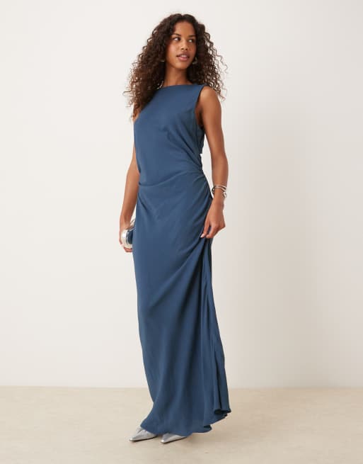 ASOS DESIGN maxi dress with cut out back in inky blue