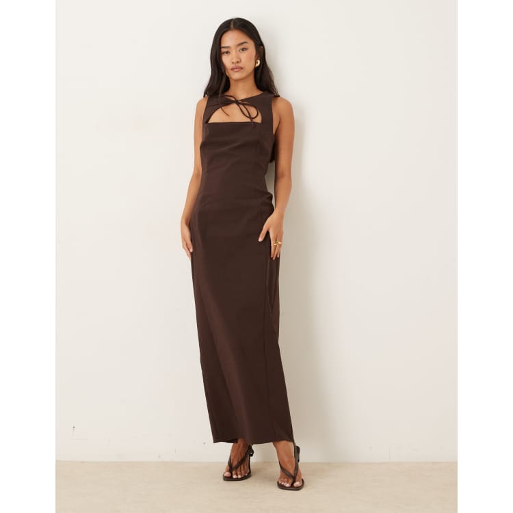 cut out front prom dress Scala 61306 Long Beaded Slit Formal LinkedOption-Breeze-Chocolate Brown Size:8 Classic Curve This dress has mermaid Purple Maxi Dress Long