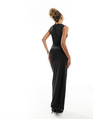Asos Design Maxi Dress With Cut Outs In Black