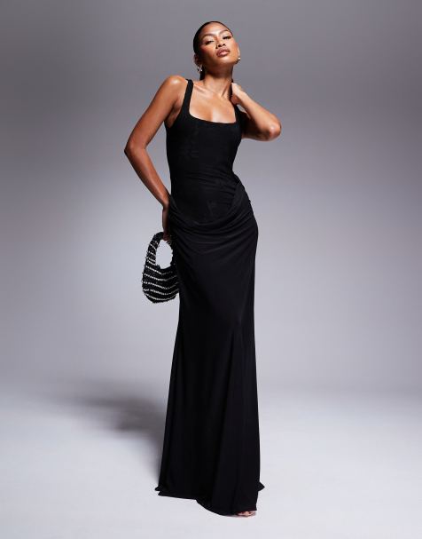 ASOS DESIGN maxi dress with devore bodice and draped slinky skirt - view 1