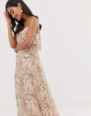 asos design pleated crop top maxi dress