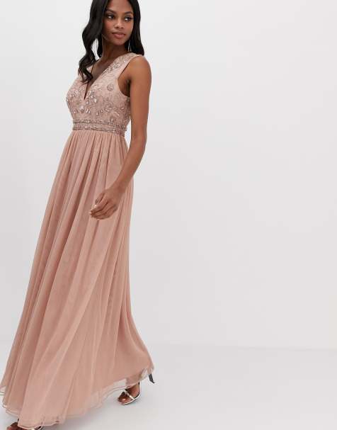 ASOS DESIGN maxi dress with embellished bodice and tulle skirt