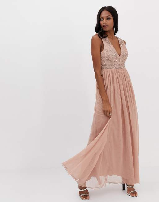 Asos design maxi dress in tulle 2025 with embellished bodice