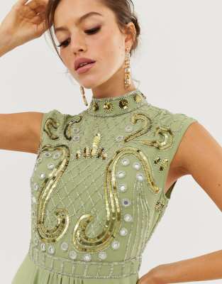 asos design maxi dress with sleeveless embellished bodice