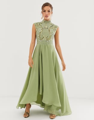 asos design maxi dress with sleeveless embellished bodice