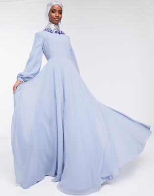 baby blue long sleeve maxi dress