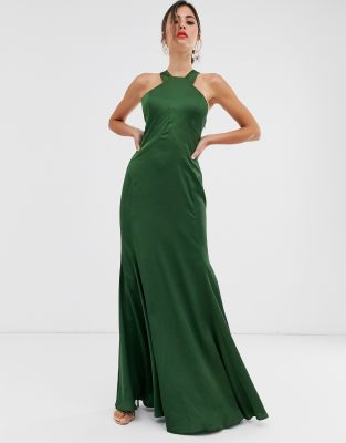 green fishtail maxi dress