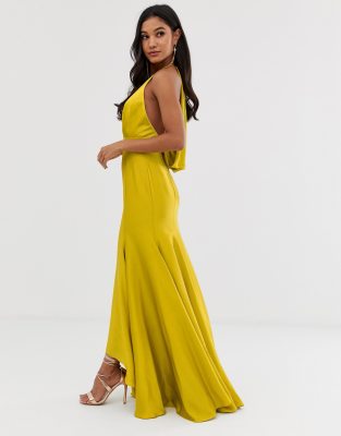 asos yellow halter neck dress