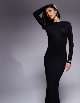 ASOS DESIGN maxi dress with lace back panel in black | ASOS