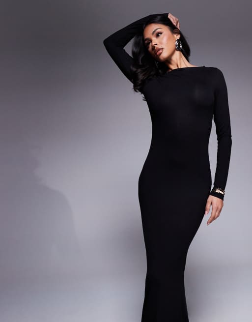 ASOS DESIGN maxi dress with lace back panel in black