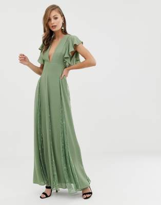 asos design maxi dress with lace godet panels