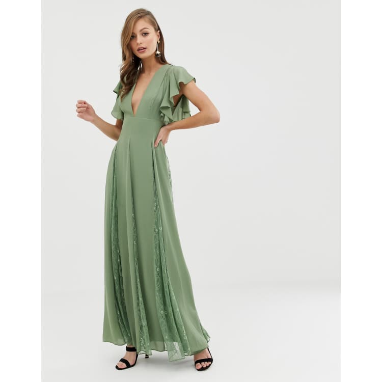 Asos Design Midi Dress With Lace Godet Panels Sale | cpshouston.net