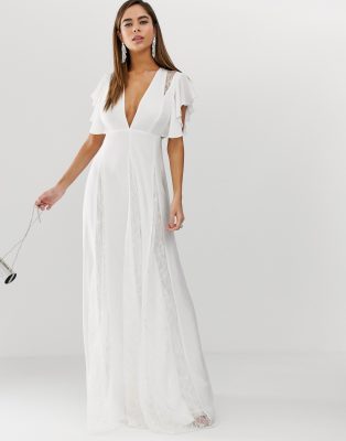 asos design maxi dress with lace godet panels