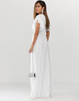 asos design maxi dress with lace godet panels