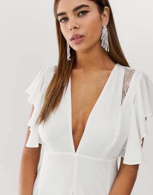 asos design maxi dress with lace godet panels