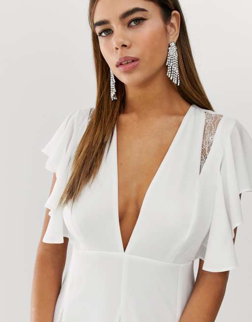 Asos design maxi dress with sale lace godet panels