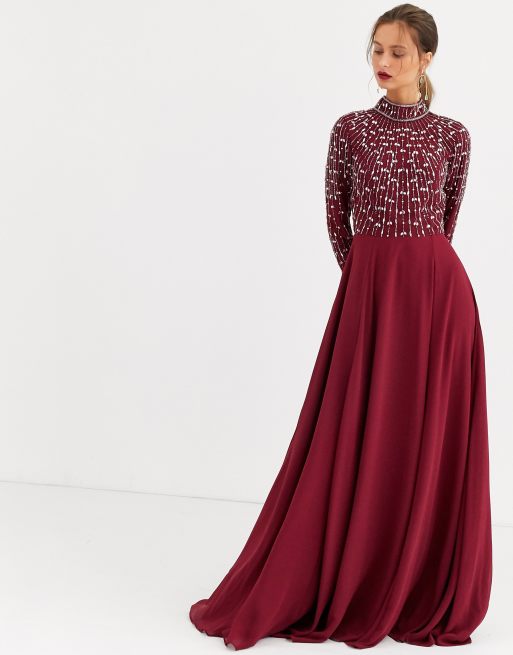 Asos design maxi dress cheap with long sleeve embellished bodice