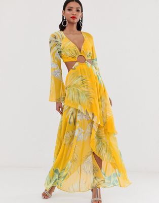 long sleeve tropical dress
