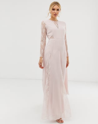 asos lace maxi dress with long sleeves