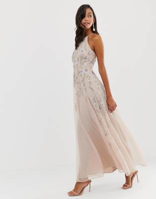 embroidered bodice maxi dress