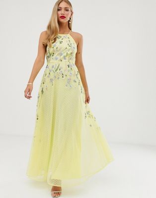 ASOS DESIGN maxi dress with pinny bodice in embroidered dobby | ASOS