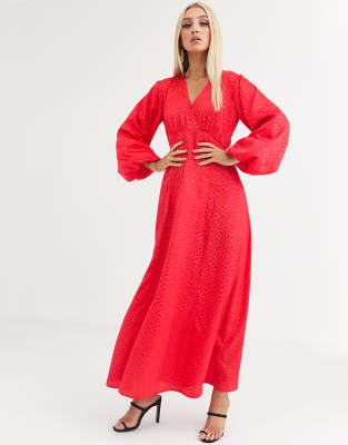 maxi dress with balloon sleeves