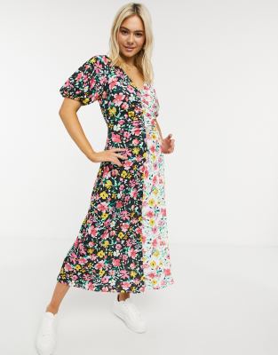 ruched floral maxi dress