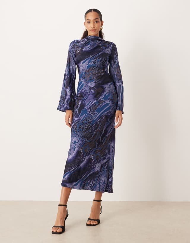 blue scarf print dress ASOS Design - Maxi - Women - Polyester/Viscose - 4 US Classic Long Black Strapless surf Machine washable Width:XW