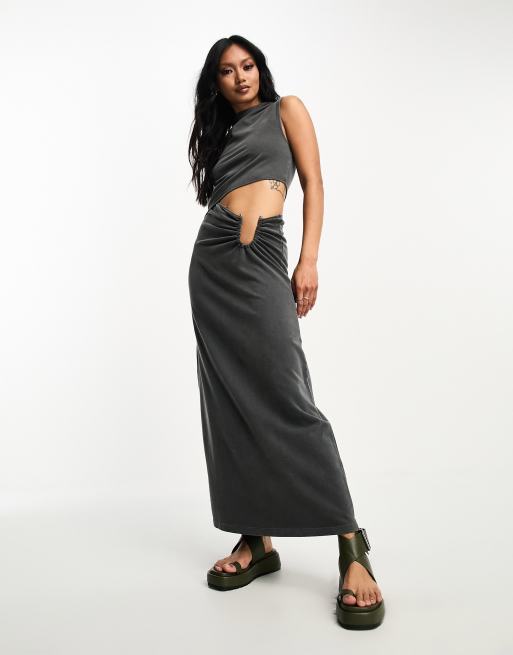 Asos grey best sale maxi dress