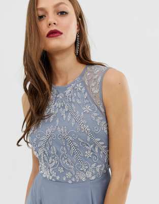 asos design maxi dress with sleeveless embellished bodice