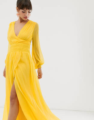 maxi dress with balloon sleeves